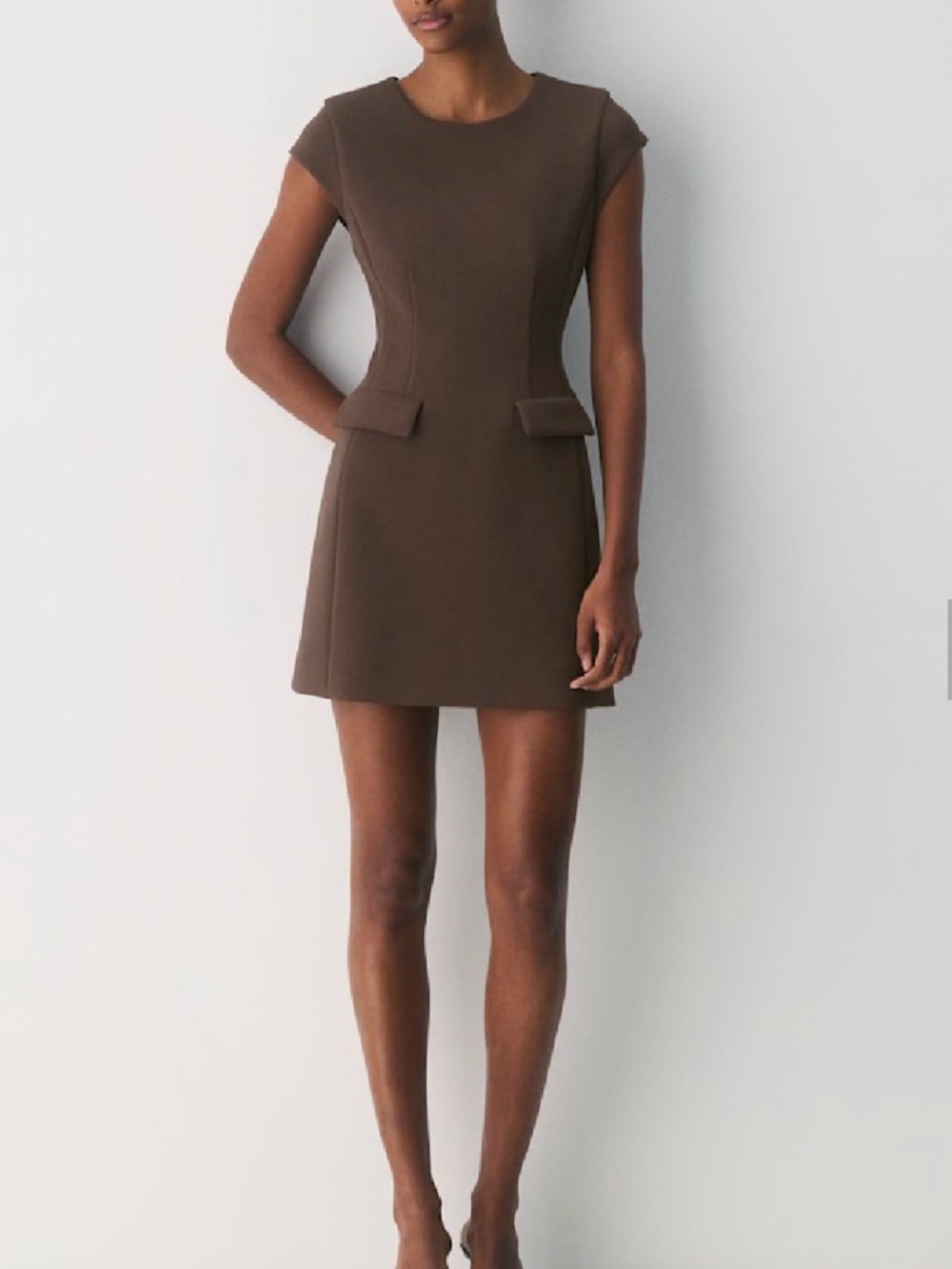 FigureKnit™ Priestly Dress in Rich Mocha Brown